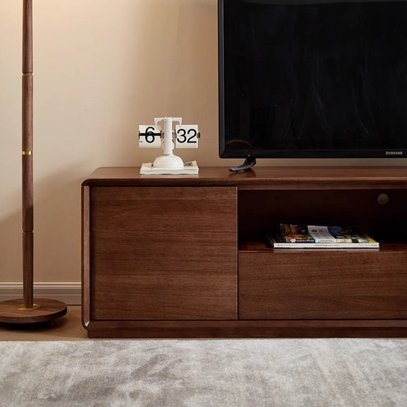 Simple Log All Solid Wood TV Cabinet 86.6 W Storage Credenza